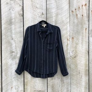 Cloth & Stone | dark blue striped button down top